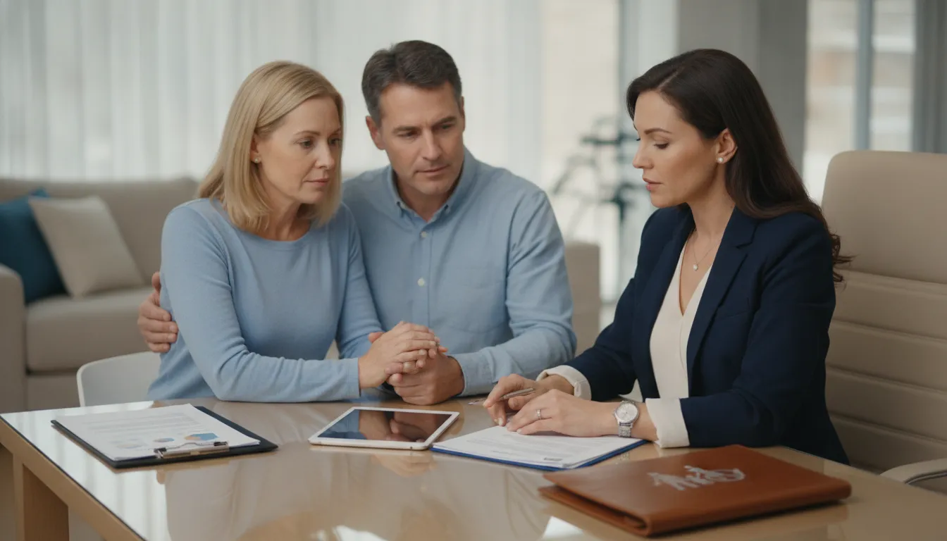 estate-planning-attorney-for-special-needs-planning-guide-743757 Couple meeting with an estate planning attorney for special needs planning.
