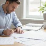 Virginia resident reviewing legal information and documents at a desk