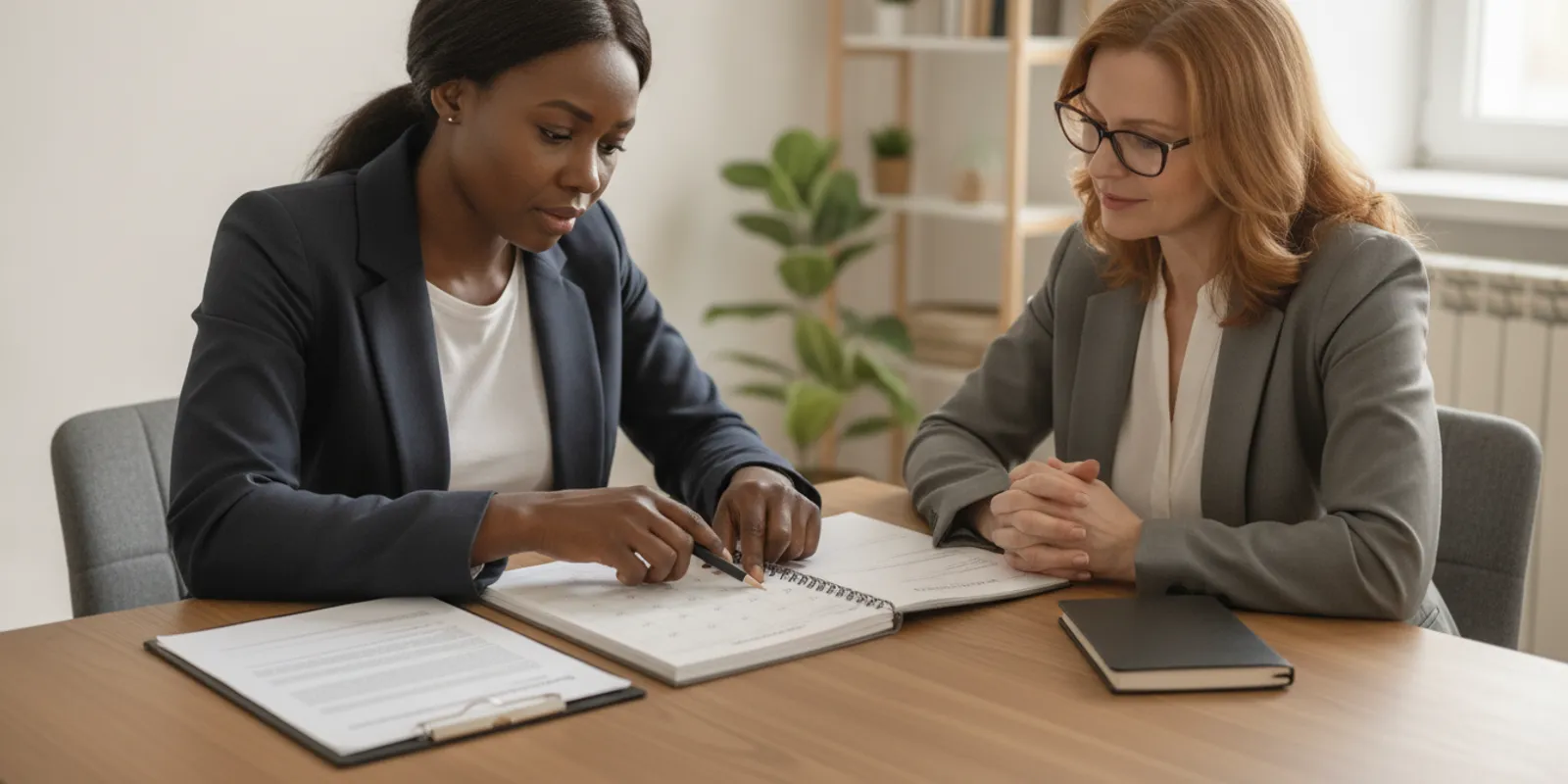 what-happens-after-being-charged-with-a-misdemeanor-in-virginia-582373 A person reviewing court papers with a legal professional at a desk