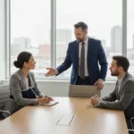Professionals discuss work injury options with a lawyer in Newport News, VA.
