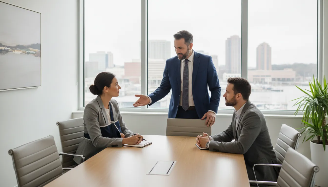 work-injury-lawyer-newport-news-va-your-next-steps-568831 Professionals discuss work injury options with a lawyer in Newport News, VA.